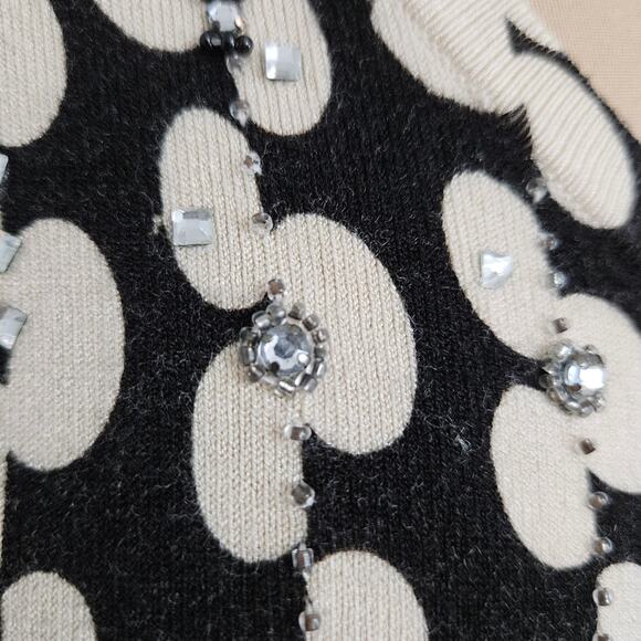 LouLou Cardigan Sweater Button Front Embellished Bling Rhinestone Old Money Vtg - Picture 7 of 13